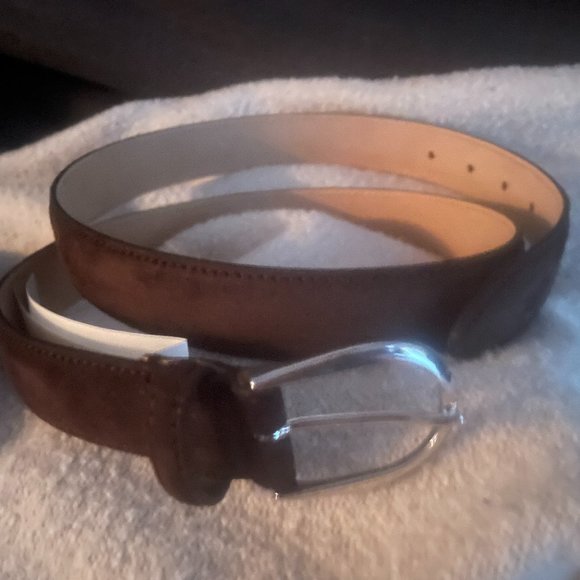 Dark Brown Italian Calf Suede Belt - Picture 1 of 5